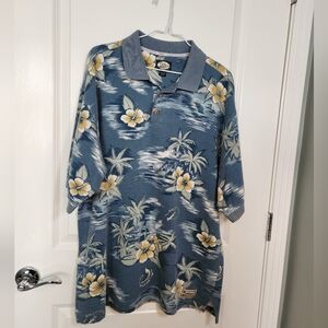 Tommy Bahama Tropical Blue and Yellow Floral Men's Shirt